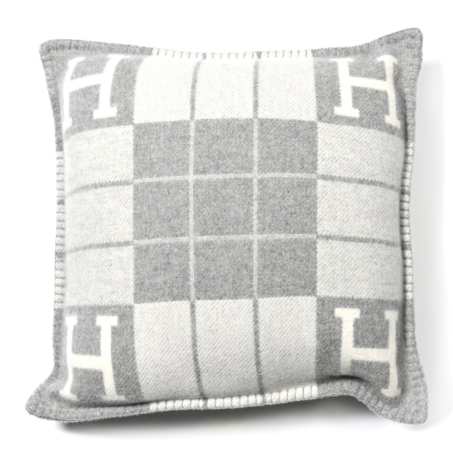 Hermes Wool Cashmere Avalon III Pillow PM Ecru Gris Clair 1 of 3