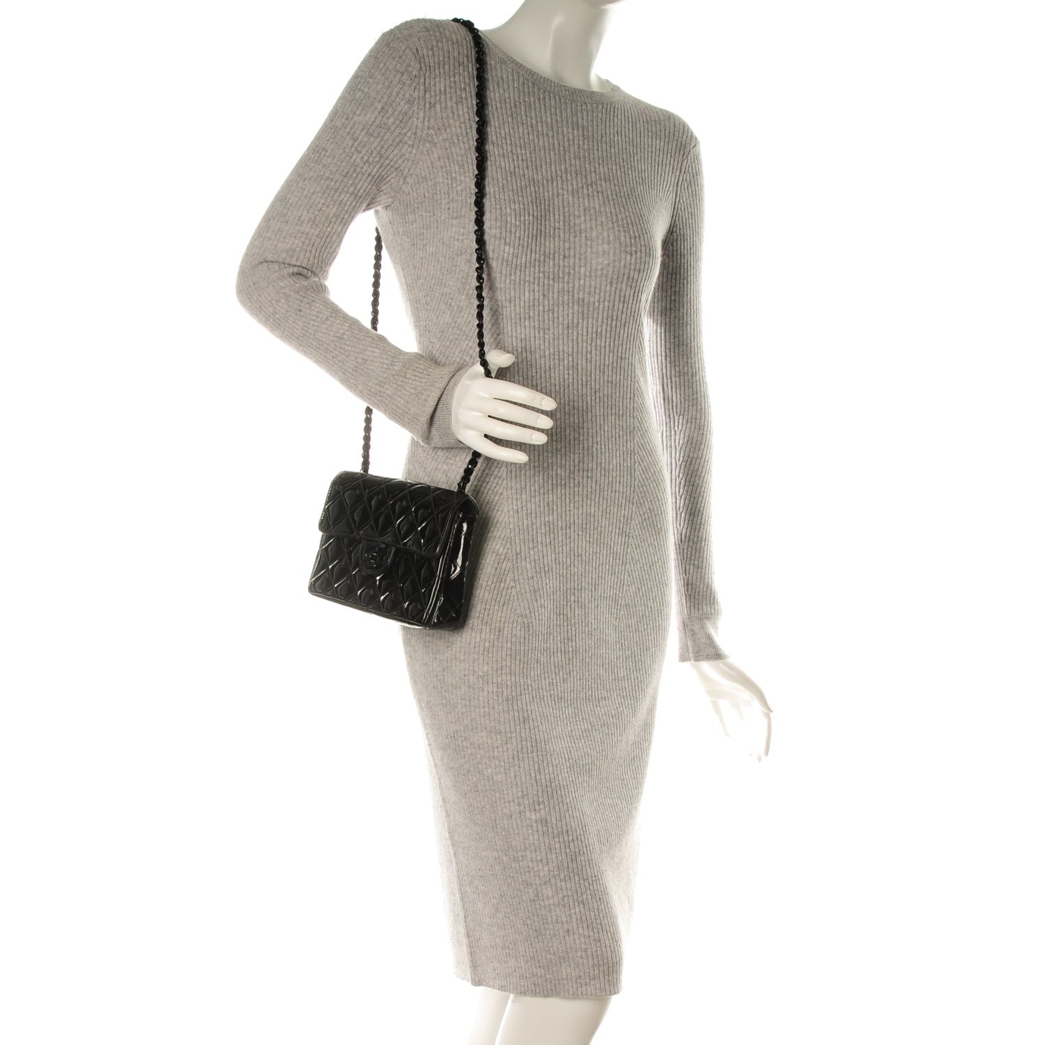 Chanel Patent Calfskin Quilted Mini Square Flap Black 2 of 8