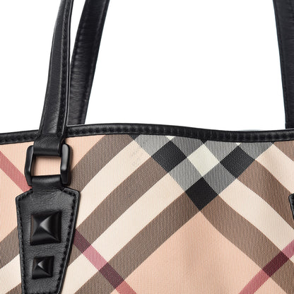 Burberry Nova Check Mega Stud Nickie Tote Black 12 of 14