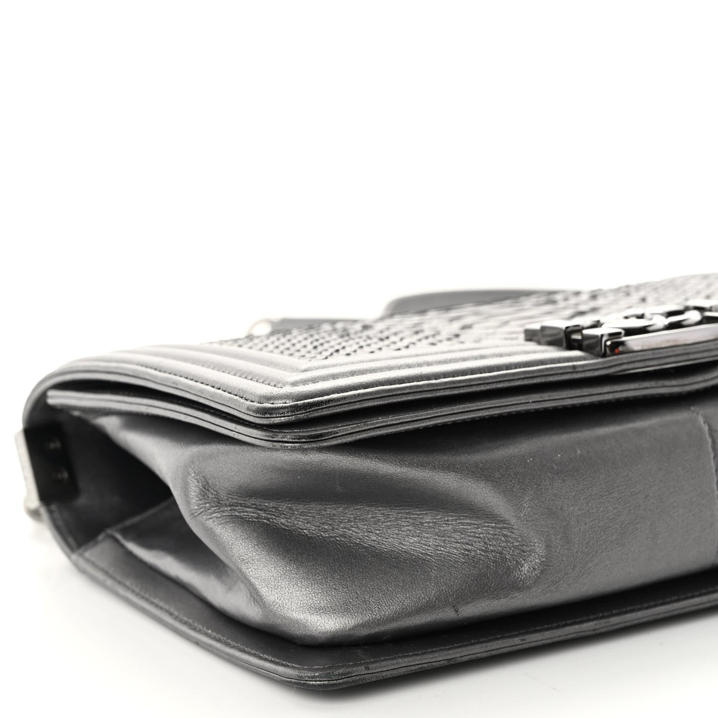 Snakeskin Medium Boy Flap Silver