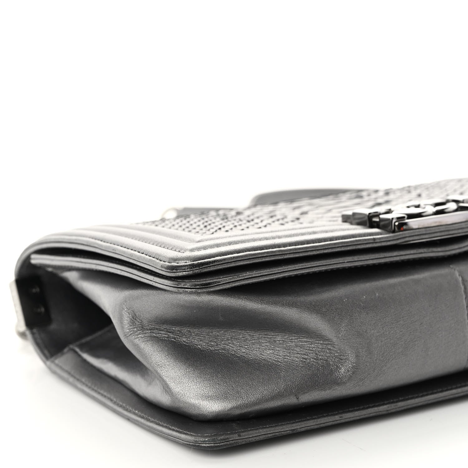 Chanel Snakeskin Medium Boy Flap Silver 9 of 12