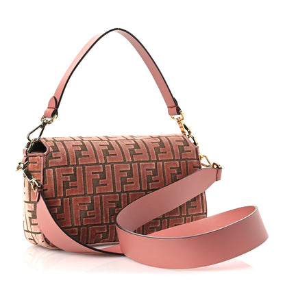 Fendi Velvet Jacquard Crystal FF Baguette Macaron 3 of 12