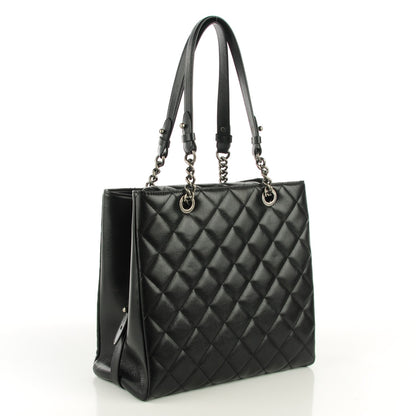 Chanel Metallic Goatskin Quilted Small City Rock Shopping Tote Black 2 of 11