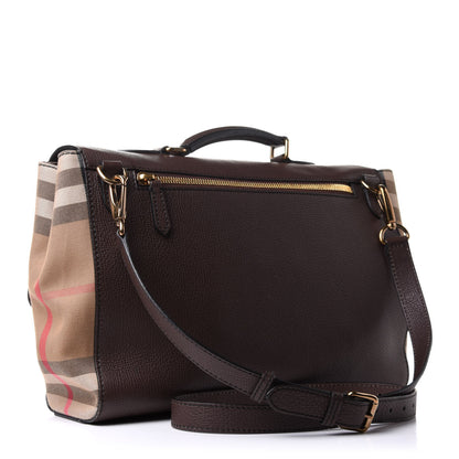 Burberry Grainy Calfskin House Check Ethan Satchel Oak Brown 3 of 13