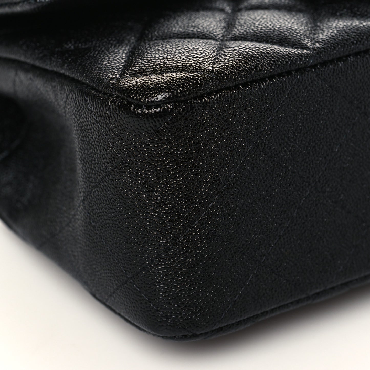 Caviar Quilted Mini Top Handle Rectangular Flap Black