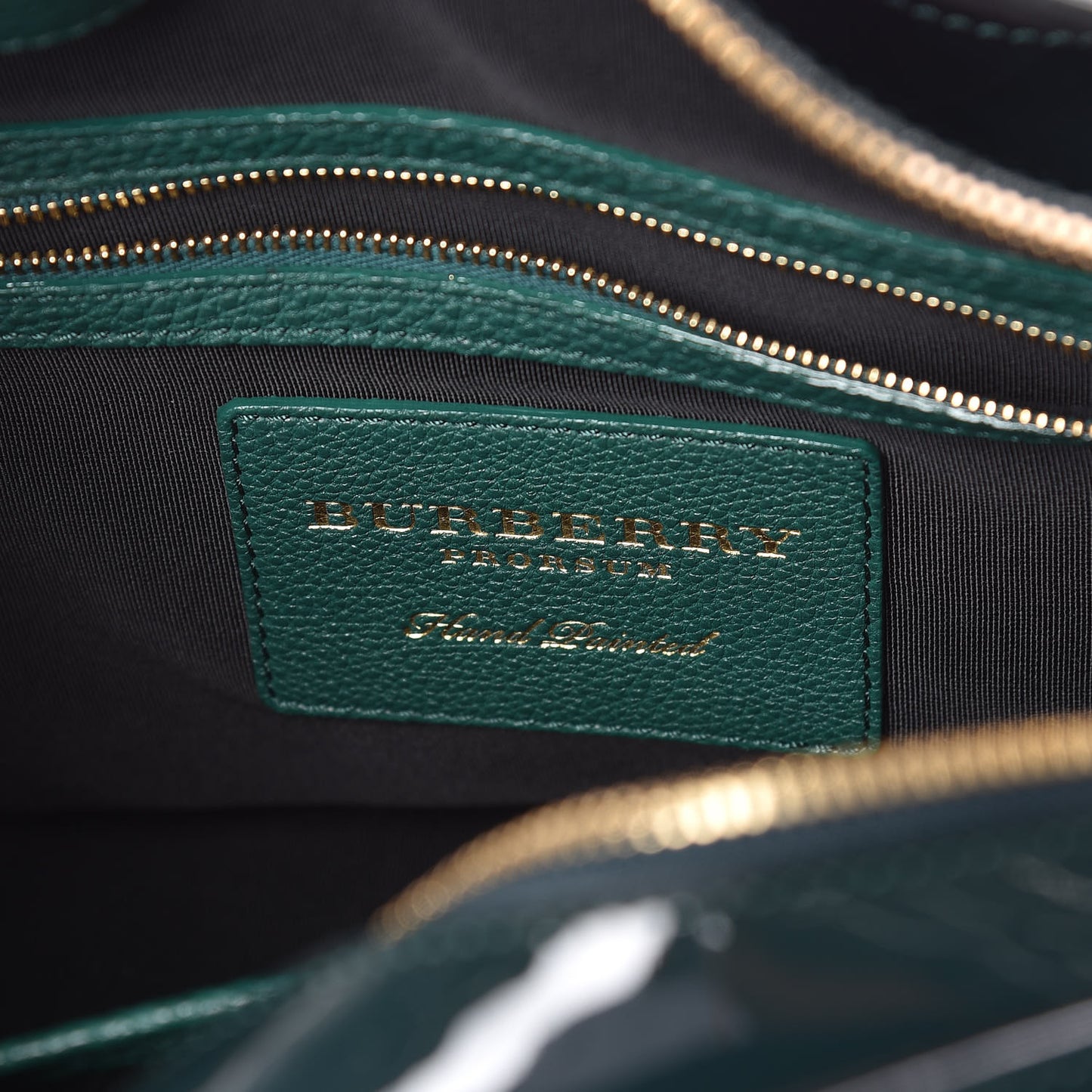 Grain Calfskin Patent Small The Bee Top Handle Green