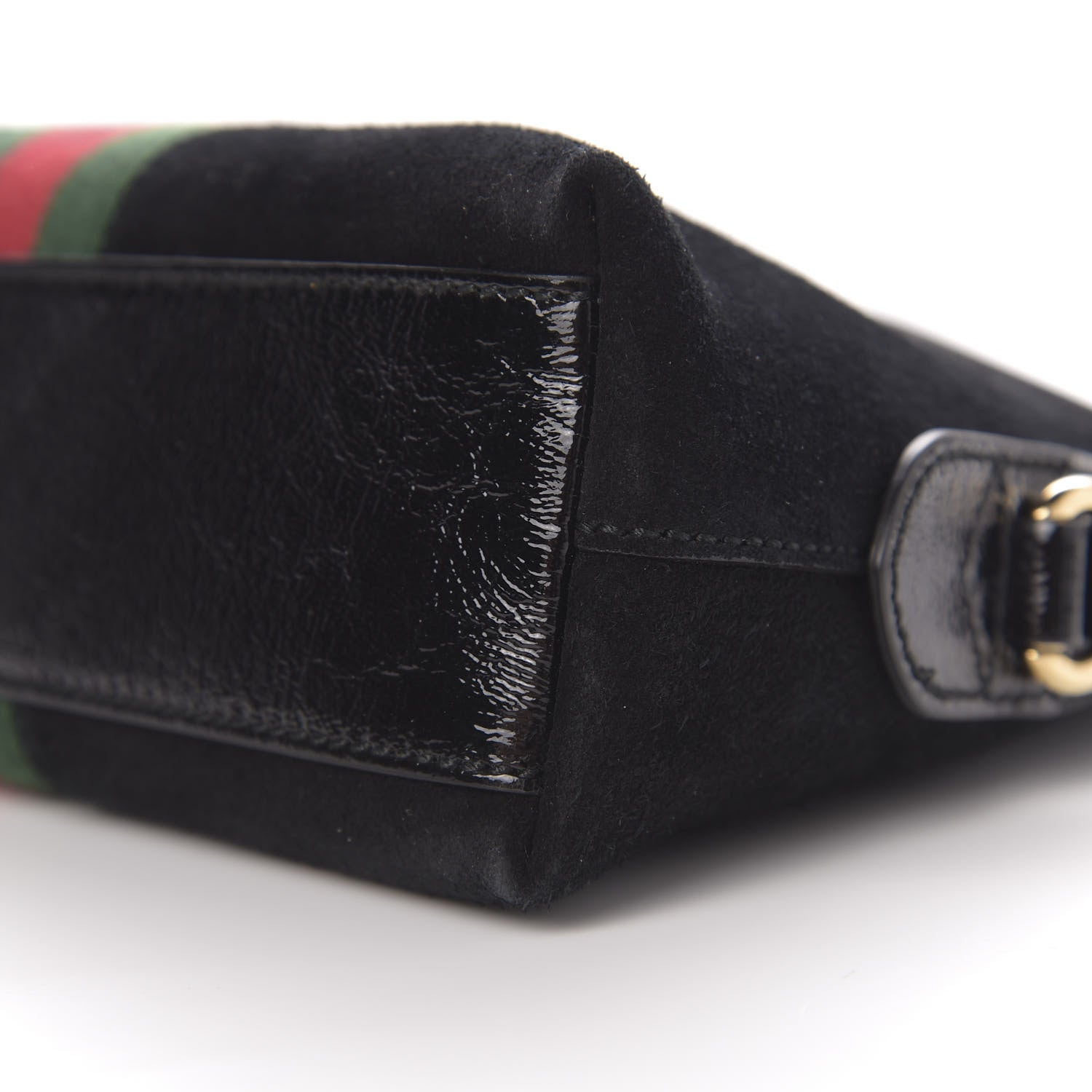 Gucci Suede Patent Web GG Small Ophidia Dome Shoulder Bag Black 9 of 10
