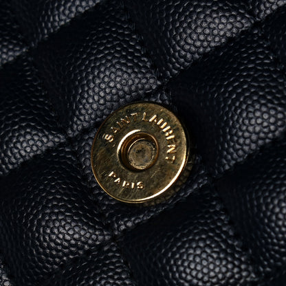 Saint Laurent Grain De Poudre Textured Mixed Matelasse Triquilt Medium Monogram Satchel Deep Marine 13 of 13