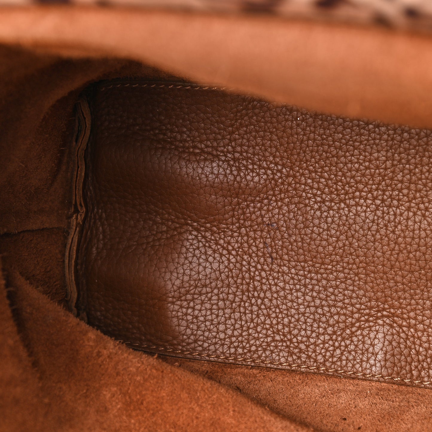 Grained Calfskin D Ring Shoulder Bag Brown