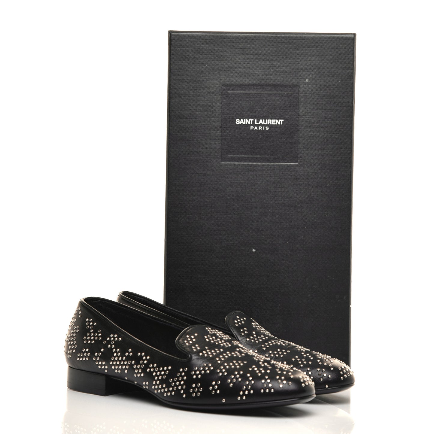 Nappa Embroidered Baby Cat Smoking Slipper Flat Loafers 35 Black