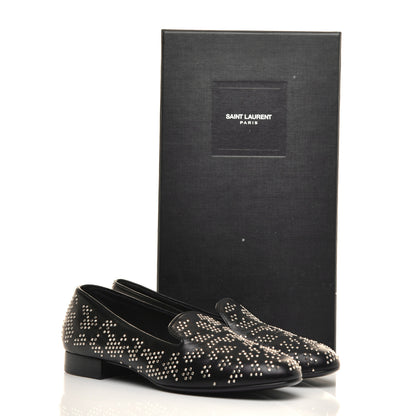 Saint Laurent Nappa Embroidered Baby Cat Smoking Slipper Flat Loafers 35 Black 9 of 9
