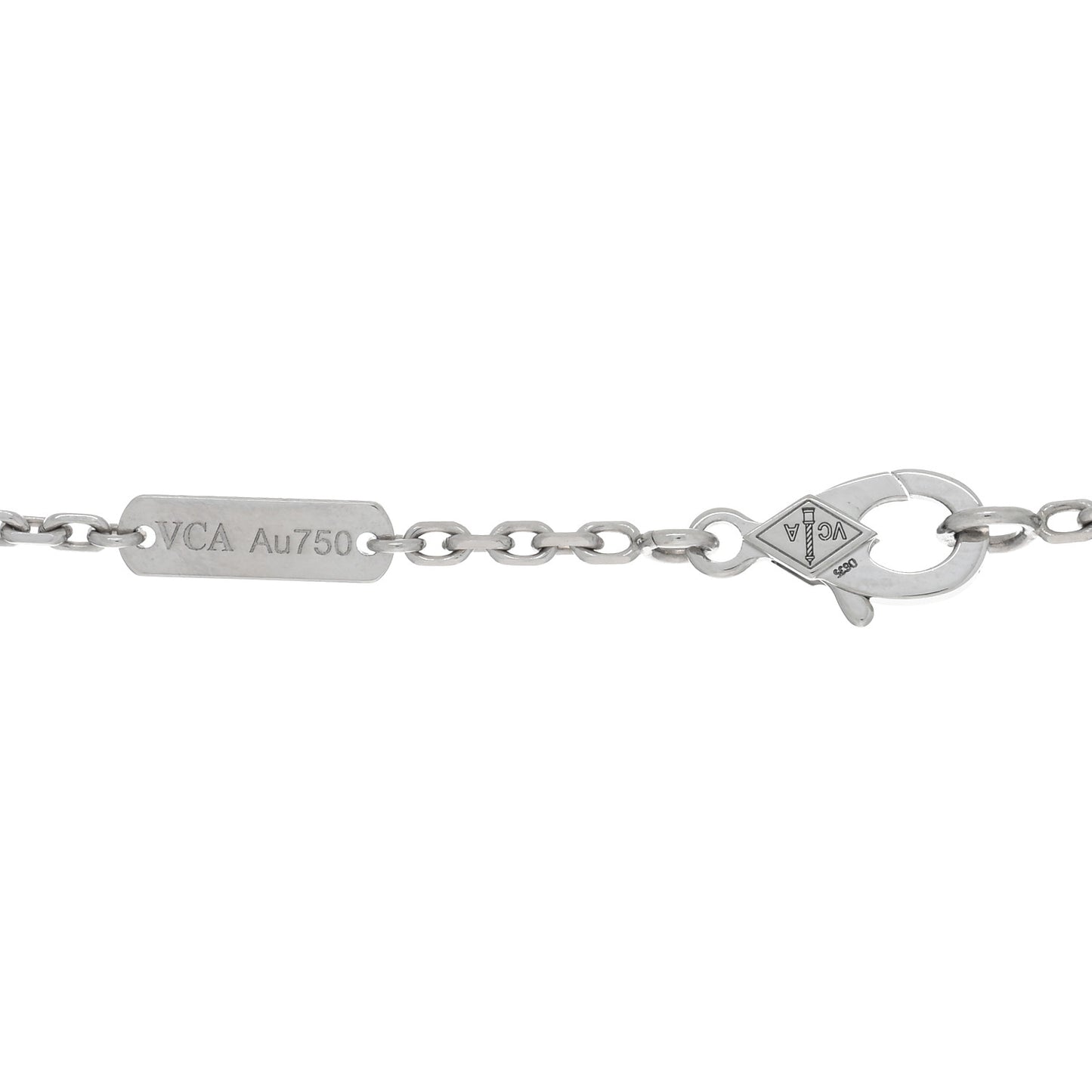 18K White Gold Mother of Pearl Magic Alhambra Pendant Necklace