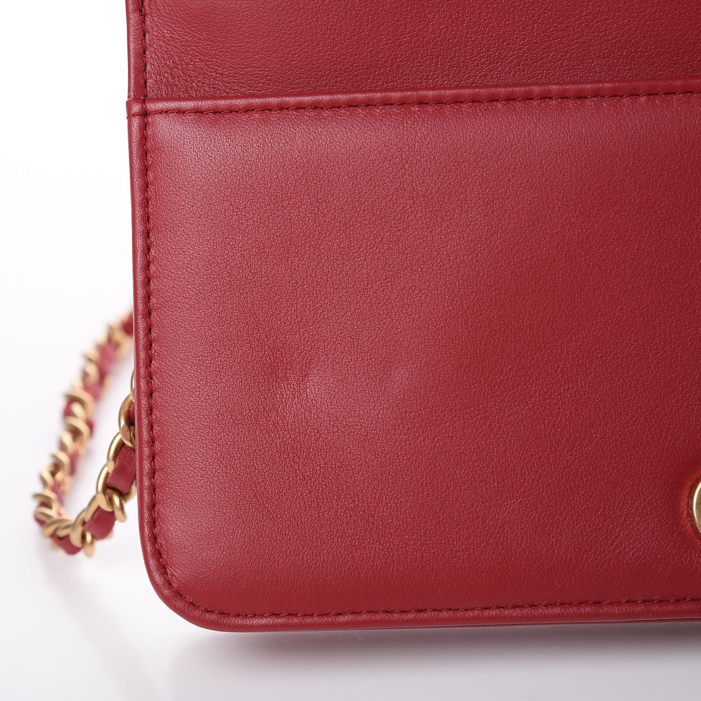 Calfskin Quilted Boy Wallet On Chain WOC Red