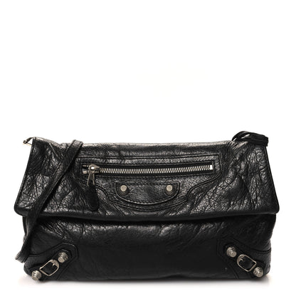 Balenciaga Agneau Giant 12 Silver Hardware Envelope Strap Clutch Black 1 of 14