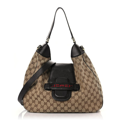 Gucci Monogram Web Medium Dressage Hobo Dark Brown 1 of 13