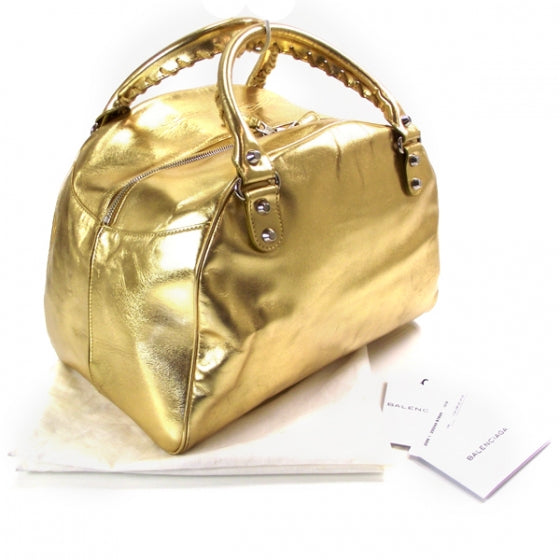 Balenciaga Leather Bowling Bag Gold 3 of 13