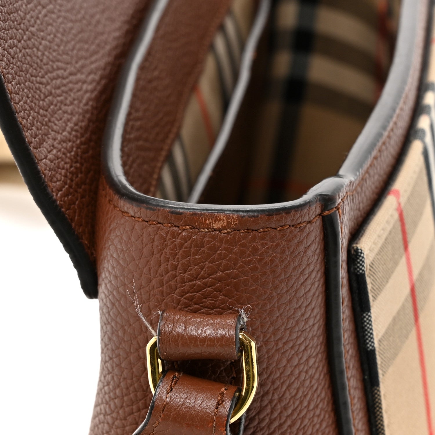 Burberry Calfskin Vintage Check Note Crossbody Bag Tan 13 of 15