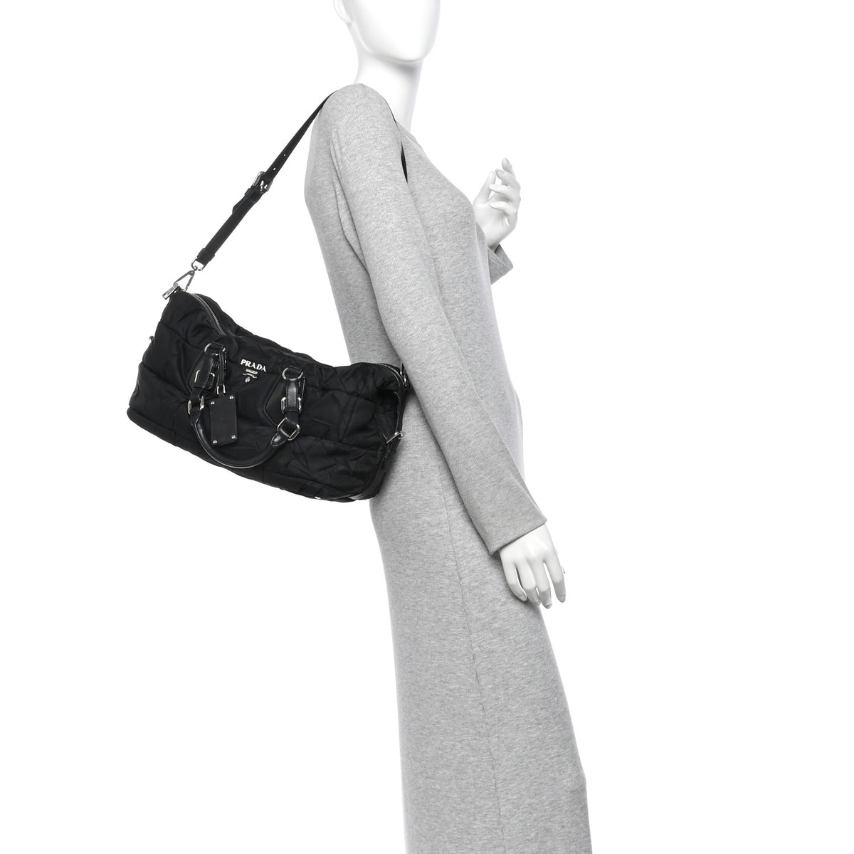 Prada Crispy Nylon Bauletto Black 2 of 9