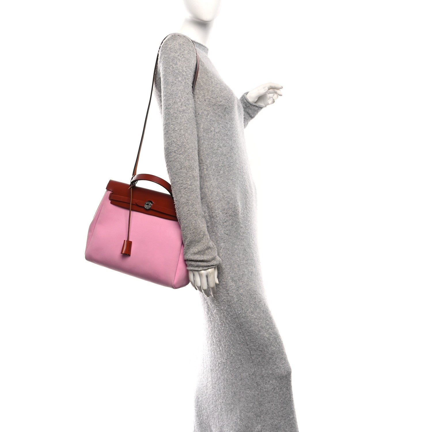 Hermes Military Toile Vache Hunter Herbag Zip Retourne PM 31 Bubblegum 2 of 13