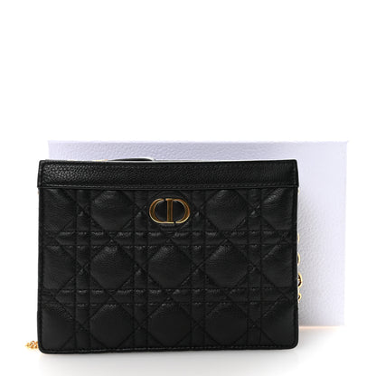 Christian Dior Calfskin Cannage Caro Zipped Pouch With Chain Black 10 of 10