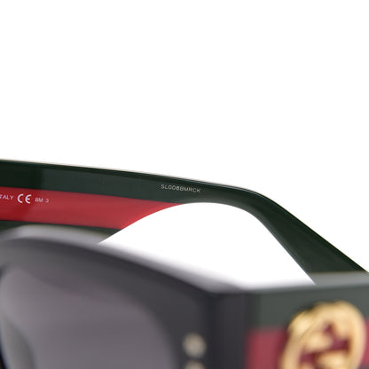 Gucci Acetate Oversized Rectangle Frame Web Sunglasses GG3864/S Black 7 of 9