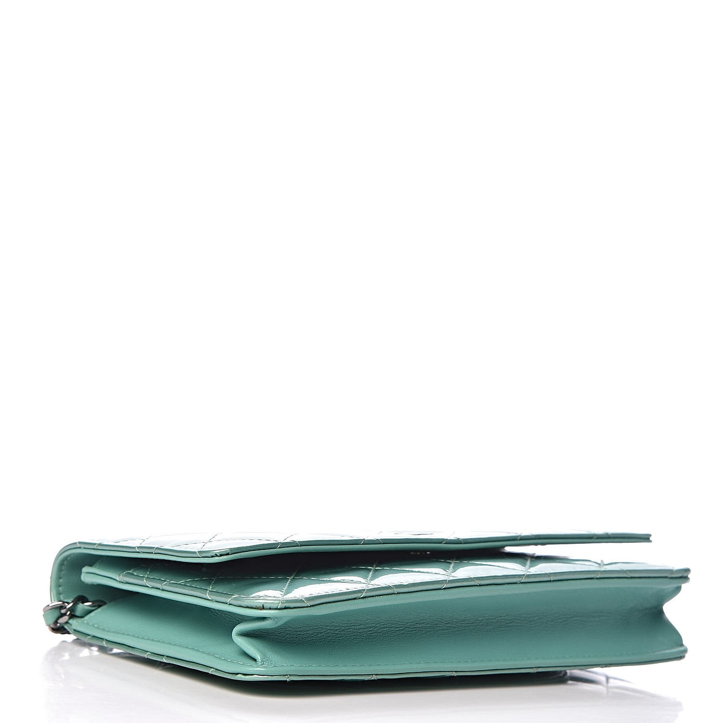 Patent Quilted Wallet On Chain WOC Green