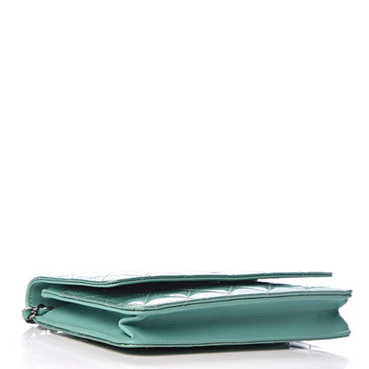 Chanel Patent Quilted Wallet On Chain WOC Green 4 of 14