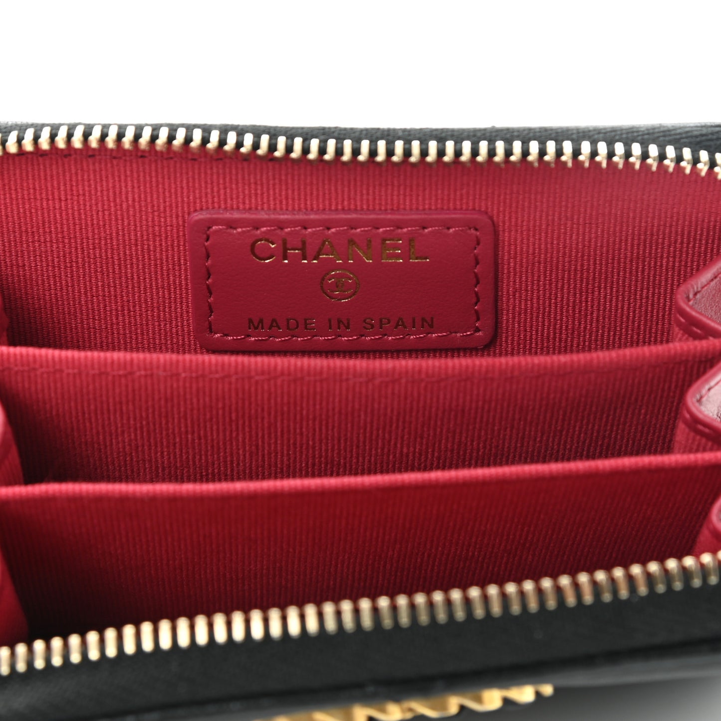 Lambskin Quilted Chanel 19 Zip Around Coin Purse Wallet Black