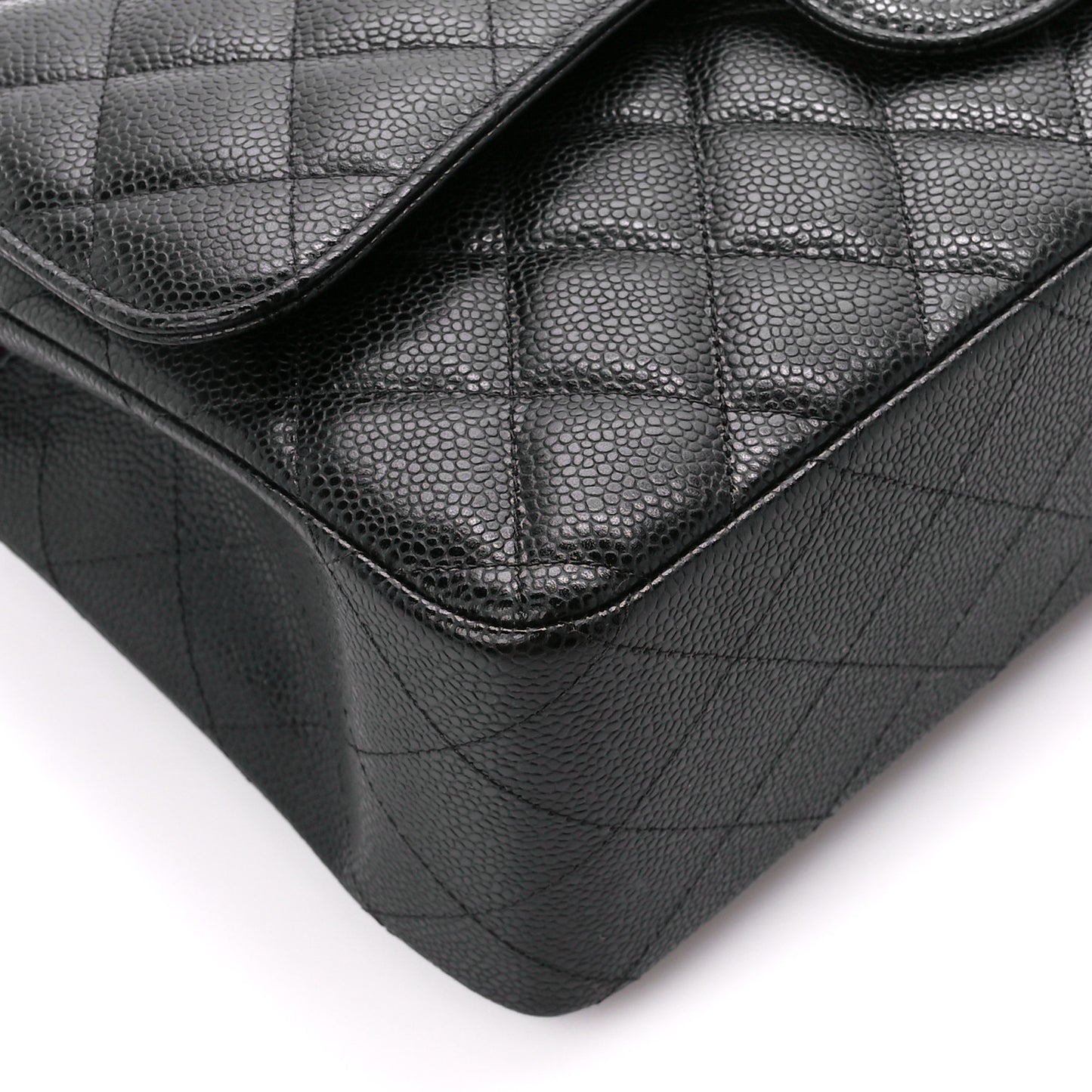 Caviar Quilted Jumbo Double Flap Black