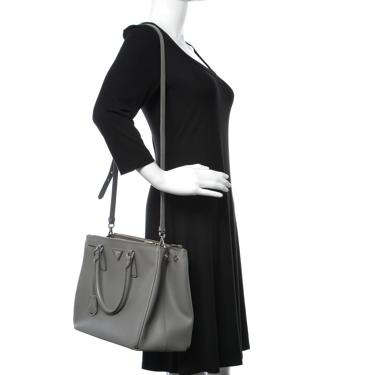 Prada Saffiano Medium Galleria Double Zip Tote Marmo 2 of 19