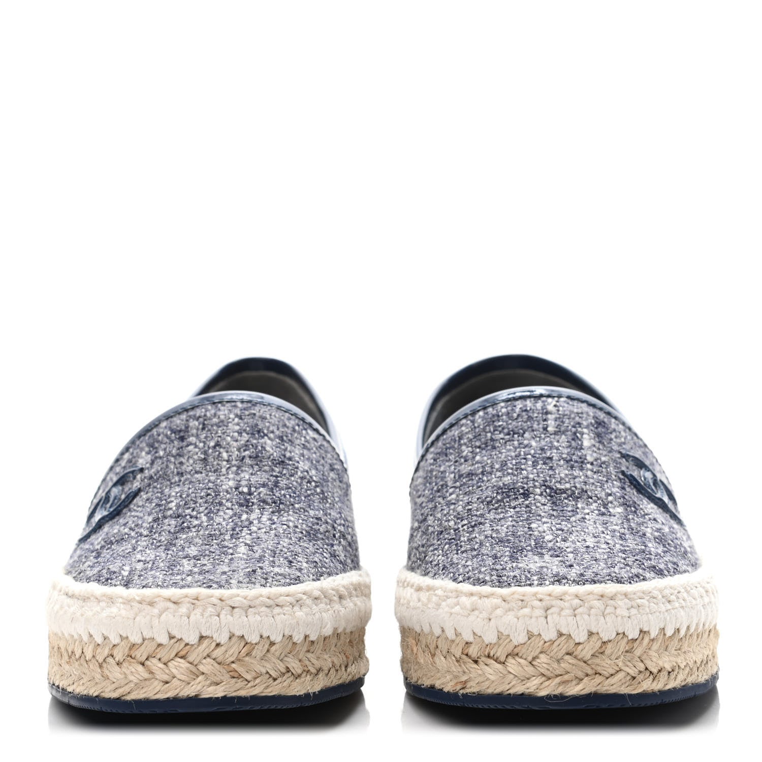 Chanel Fabric Patent Calfskin CC Espadrilles 35 Dark Grey 2 of 4