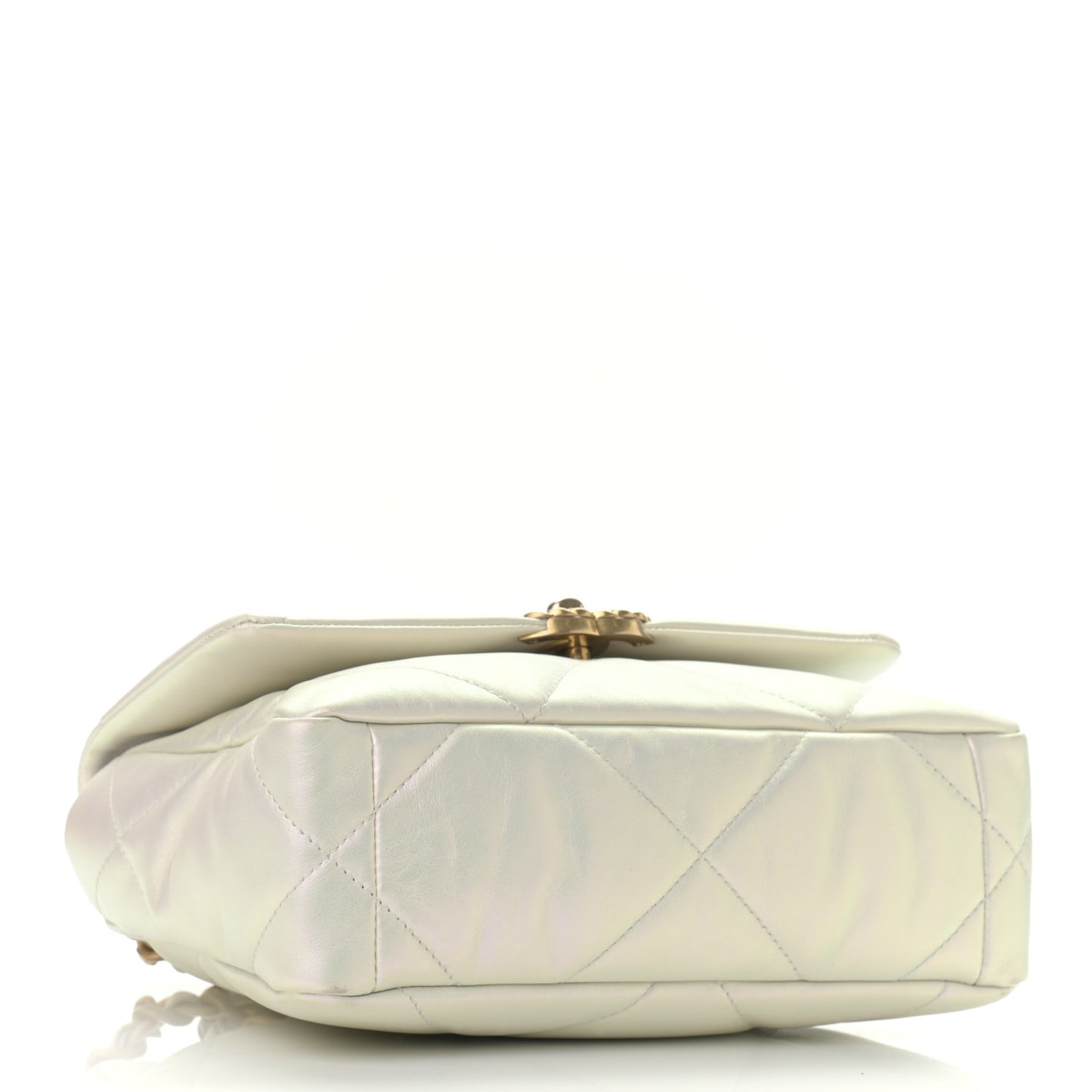Iridescent Calfskin Quilted Medium Chanel 19 Flap White