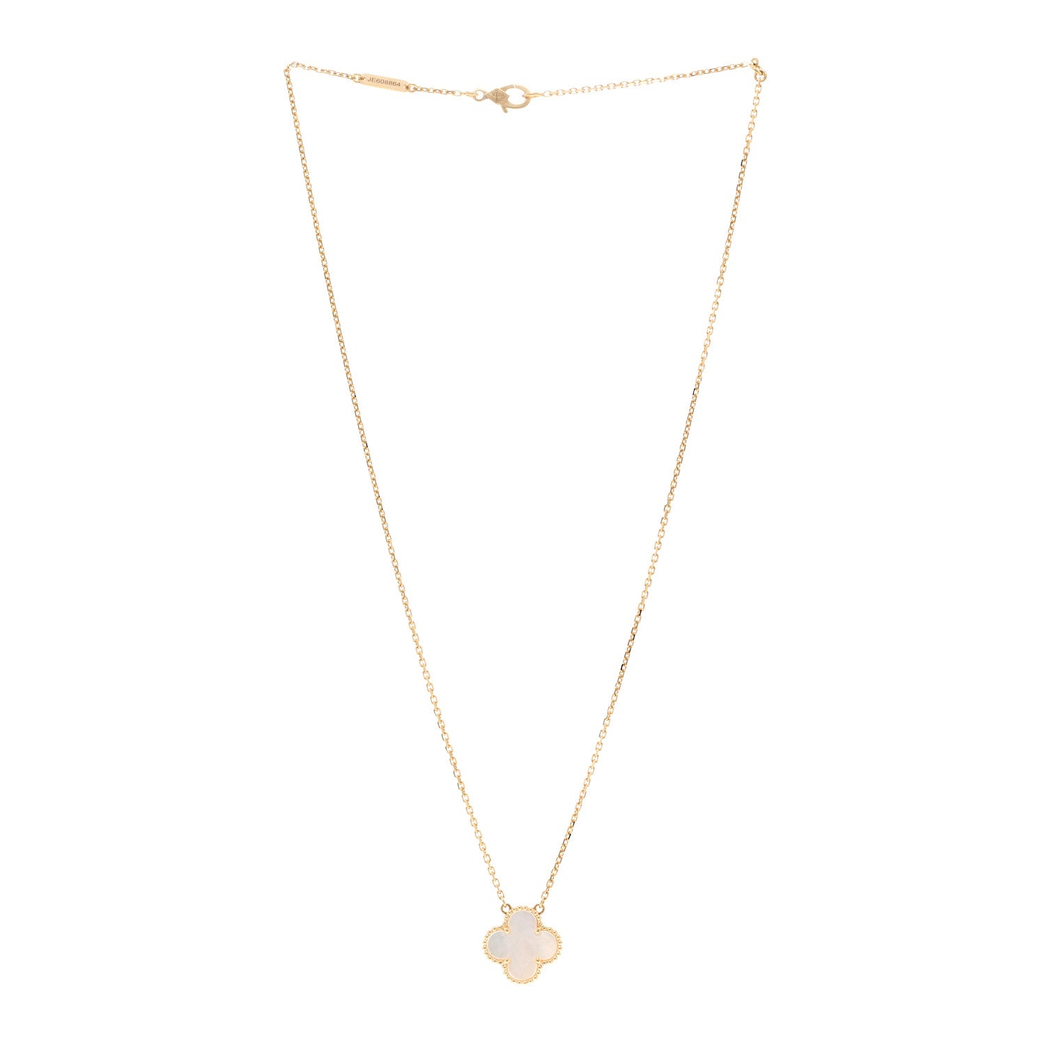 Van Cleef & Arpels 18K Yellow Gold Mother of Pearl Vintage Alhambra Pendant Necklace 3 of 4