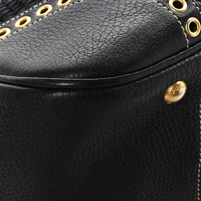 Prada Paglia Vitello Daino Frame Satchel Black 7 of 10