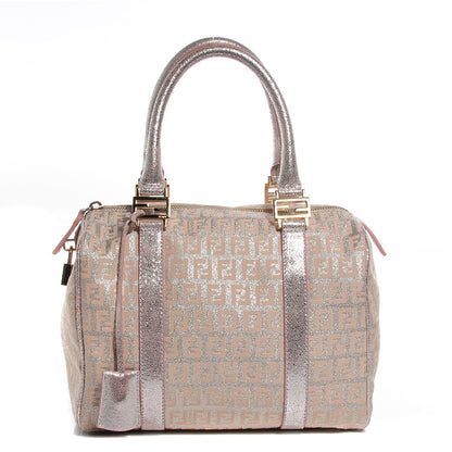 Fendi Zucchino Suede Small Forever Boston Cipria Argento Grigio 1 of 9