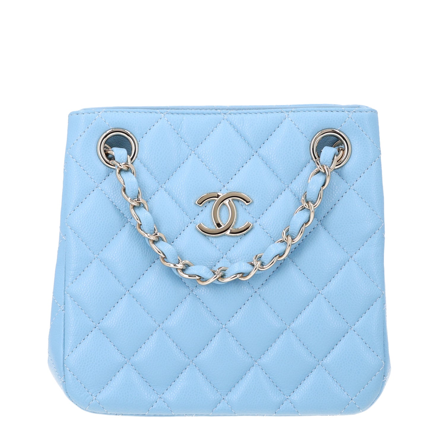 Chanel Caviar Quilted Mini Bucket Bag Blue 1 of 10