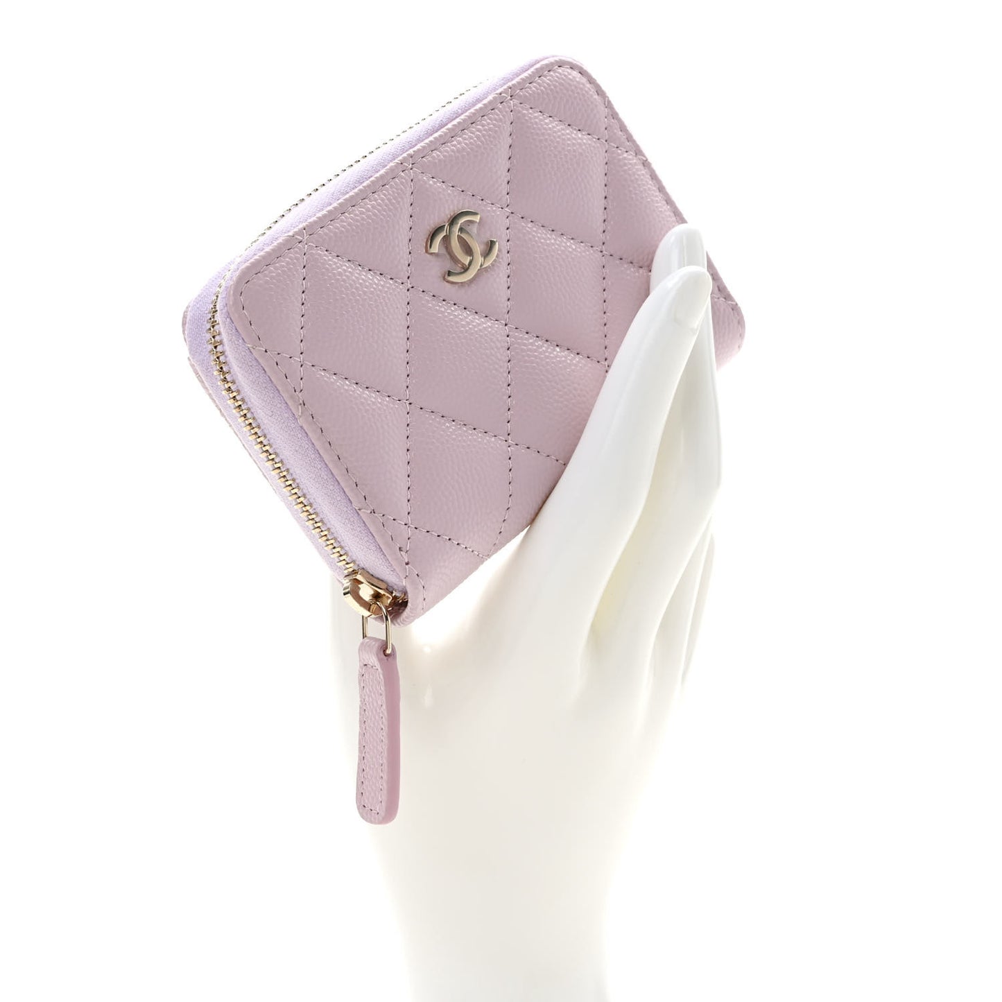 Caviar Quilted Zip Coin Purse Light Pink