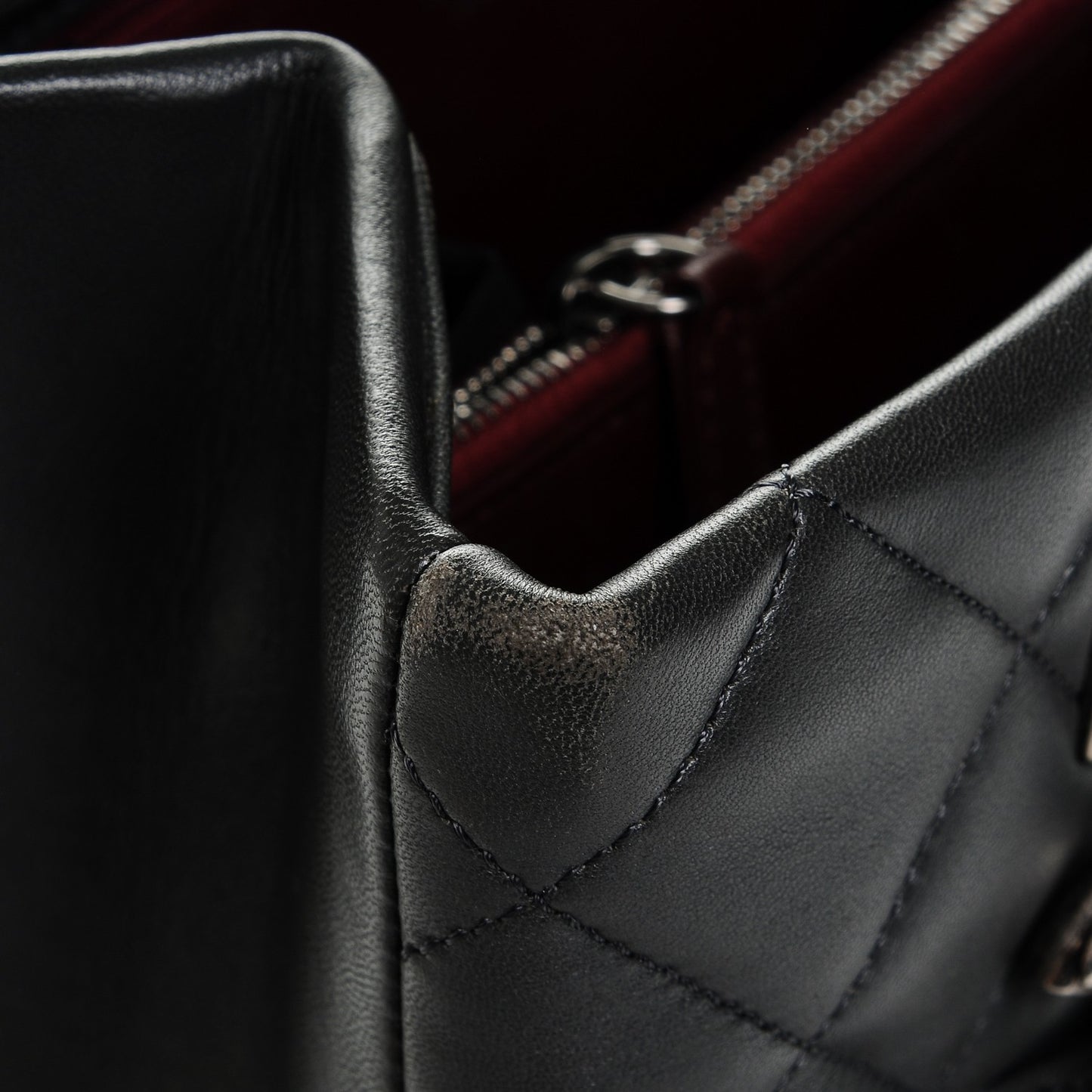 Lambskin Quilted Trendy CC Shopping Tote Grey