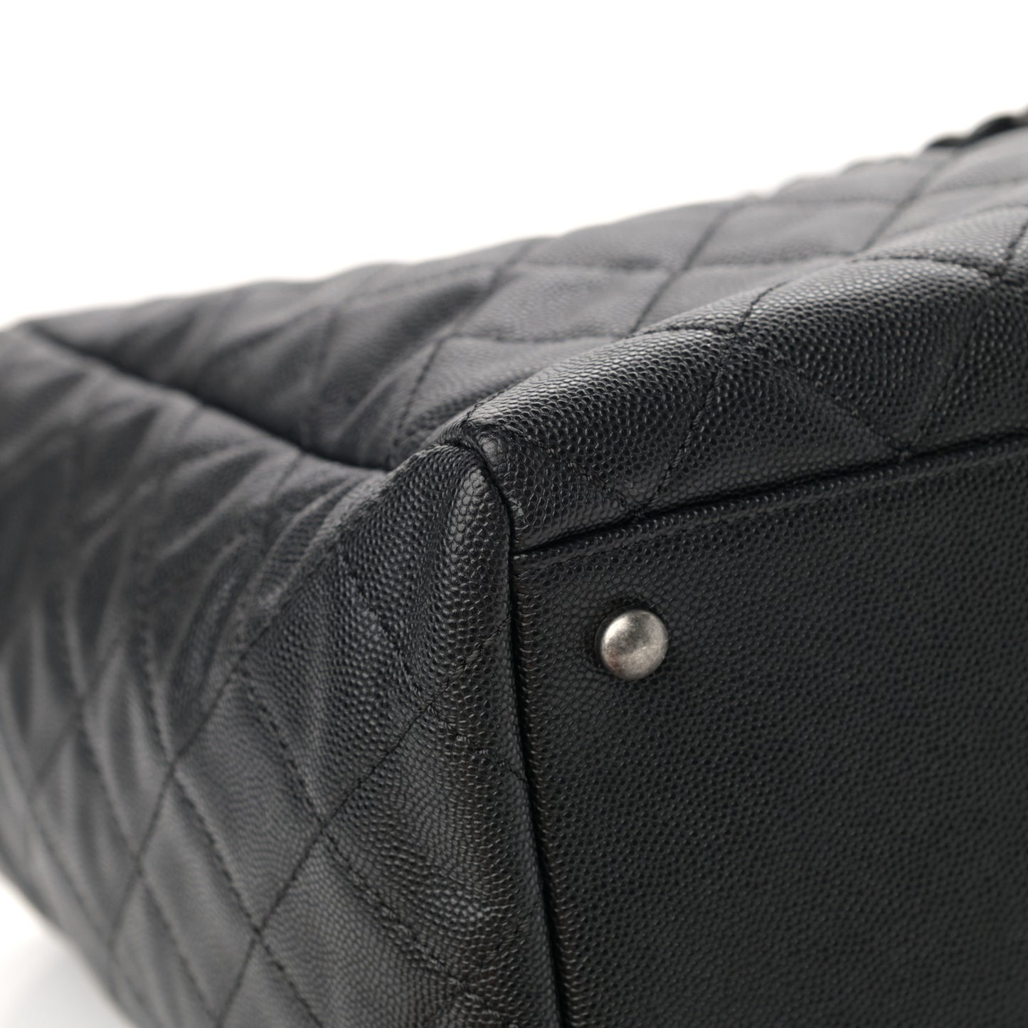 Caviar Lizard Quilted Large Coco Handle Shopping Tote Black