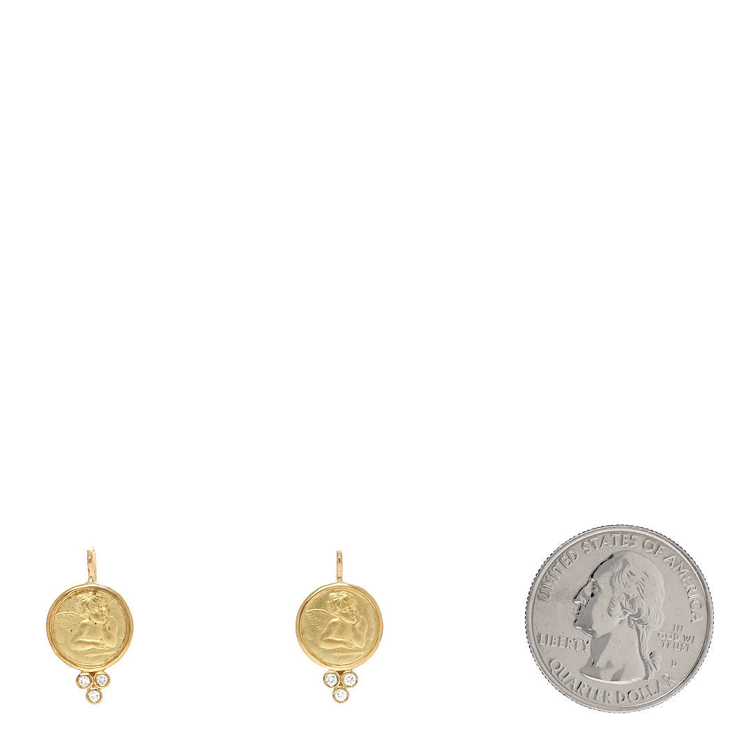 18K Yellow Gold Diamond Angel Drop Earrings