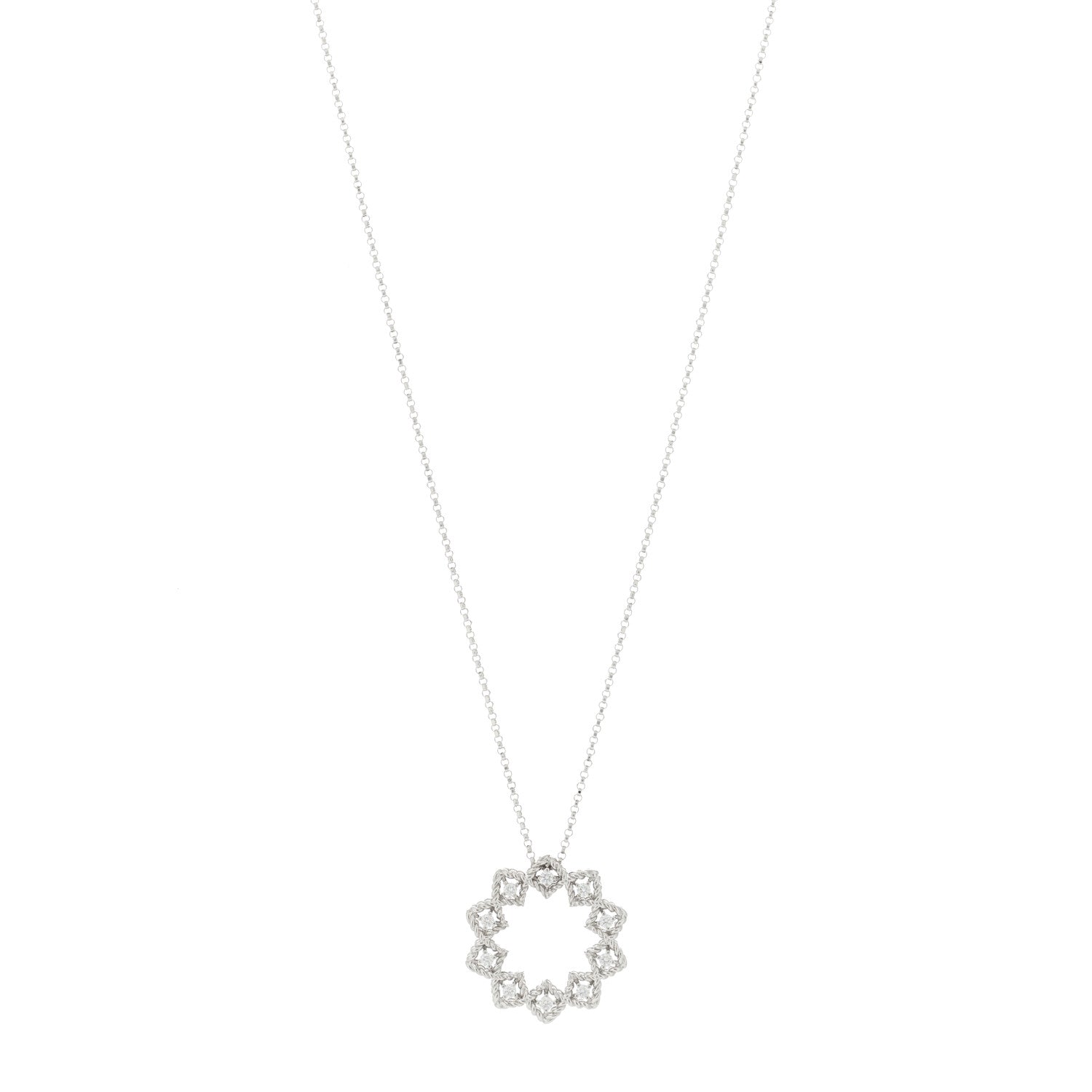 Roberto Coin 18K White Gold Diamond Starburst Pendant Necklace 1 of 5