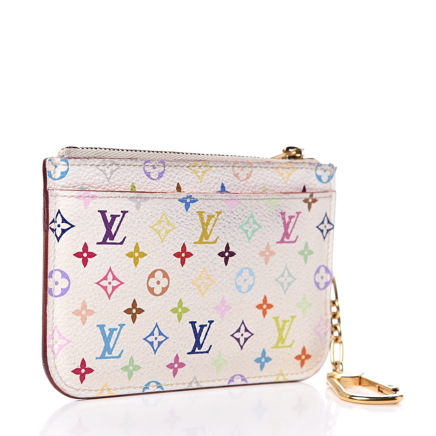 Louis Vuitton Monogram Multicolor Key Pouch White Litchi 3 of 9