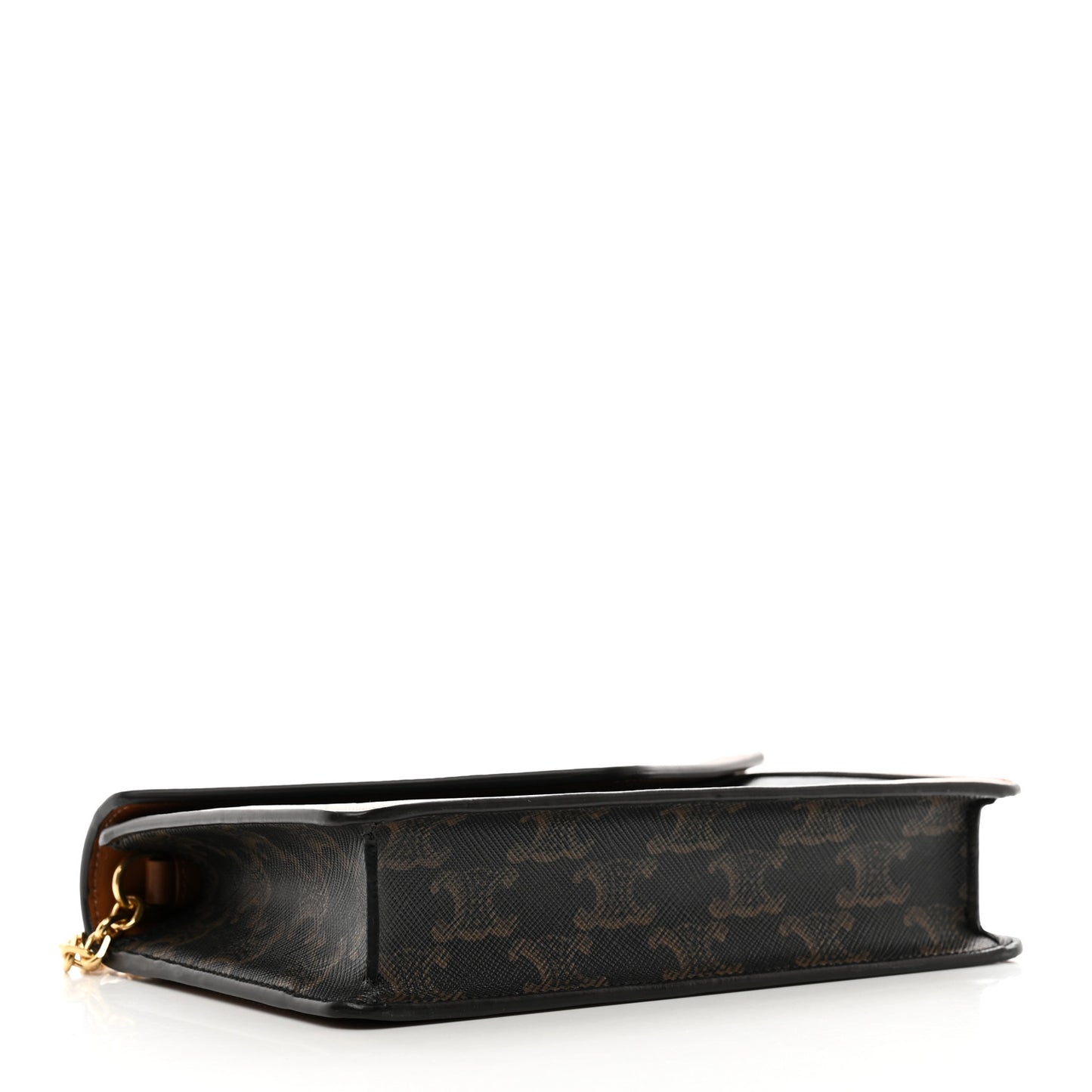 Triomphe Canvas Calfskin Wallet on Chain Tan