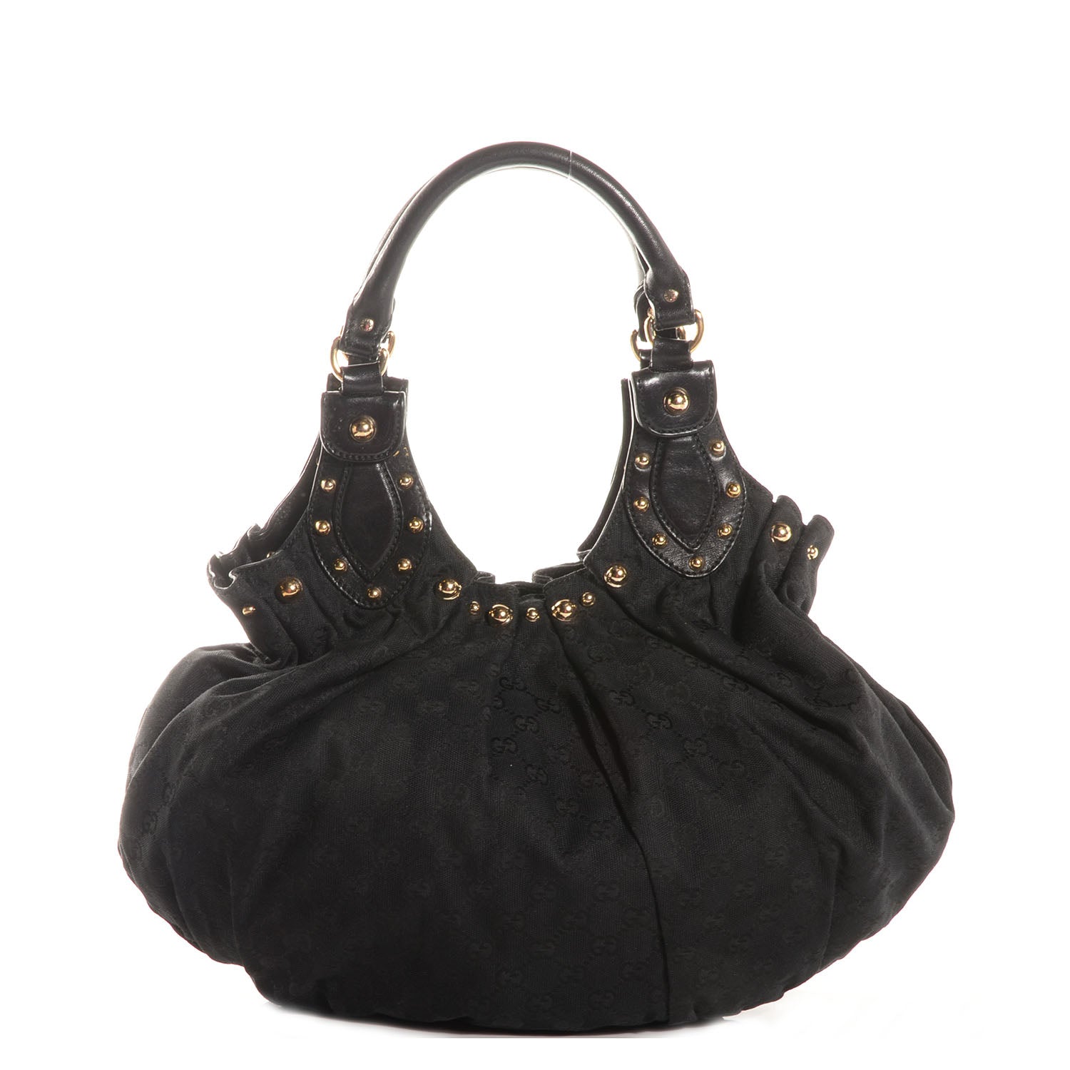 Gucci Monogram Pelham Studded Shoulder Bag Black 1 of 7