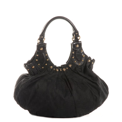 Gucci Monogram Pelham Studded Shoulder Bag Black 1 of 7