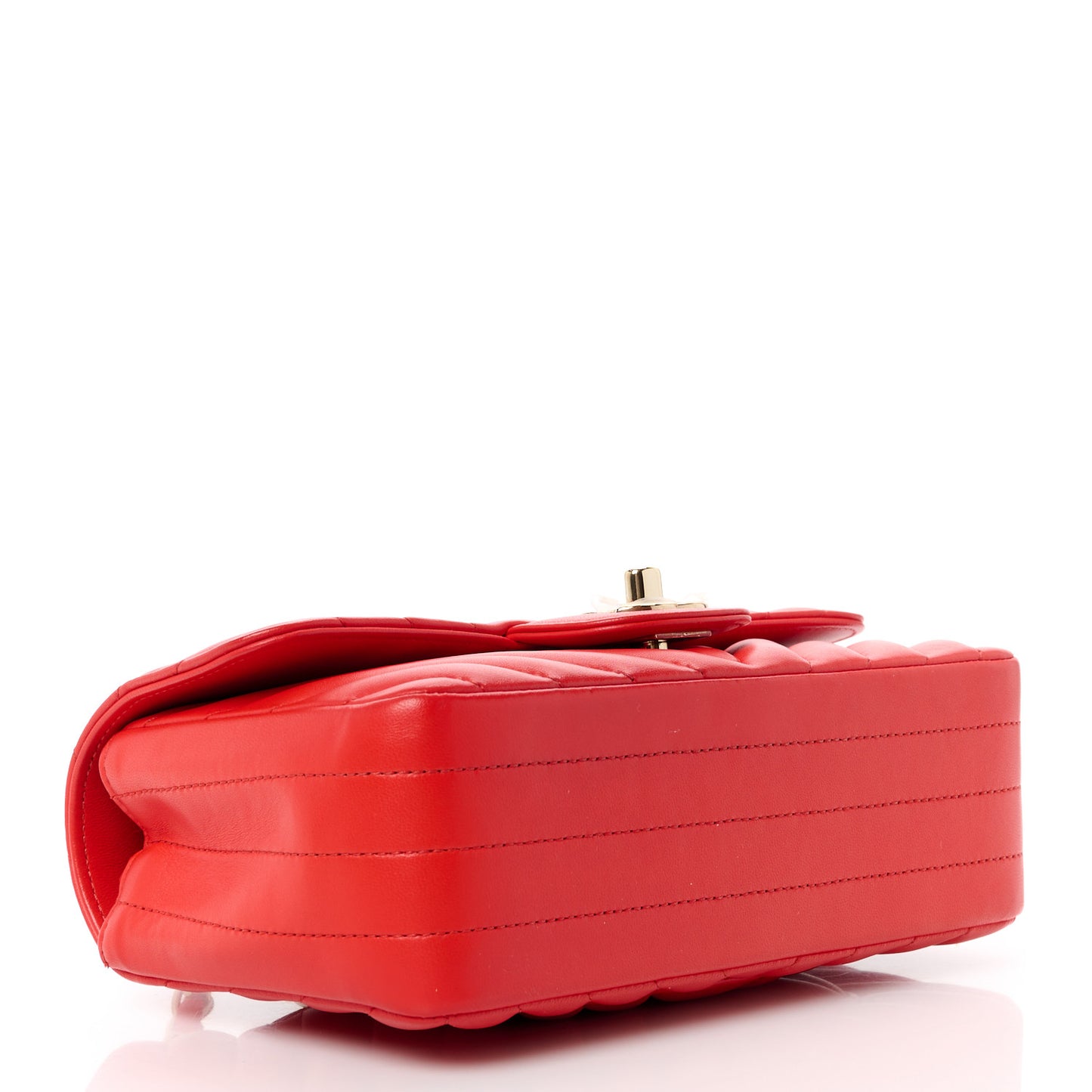 Lambskin Chevron Quilted Mini Rectangular Flap Red