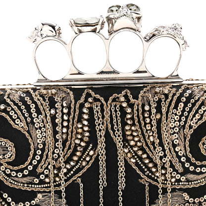 Alexander McQueen Silk Chain Skull Knuckle Box Clutch Black 8 of 12