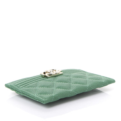 Chanel Caviar Quilted Boy Card Holder Green 3 of 11