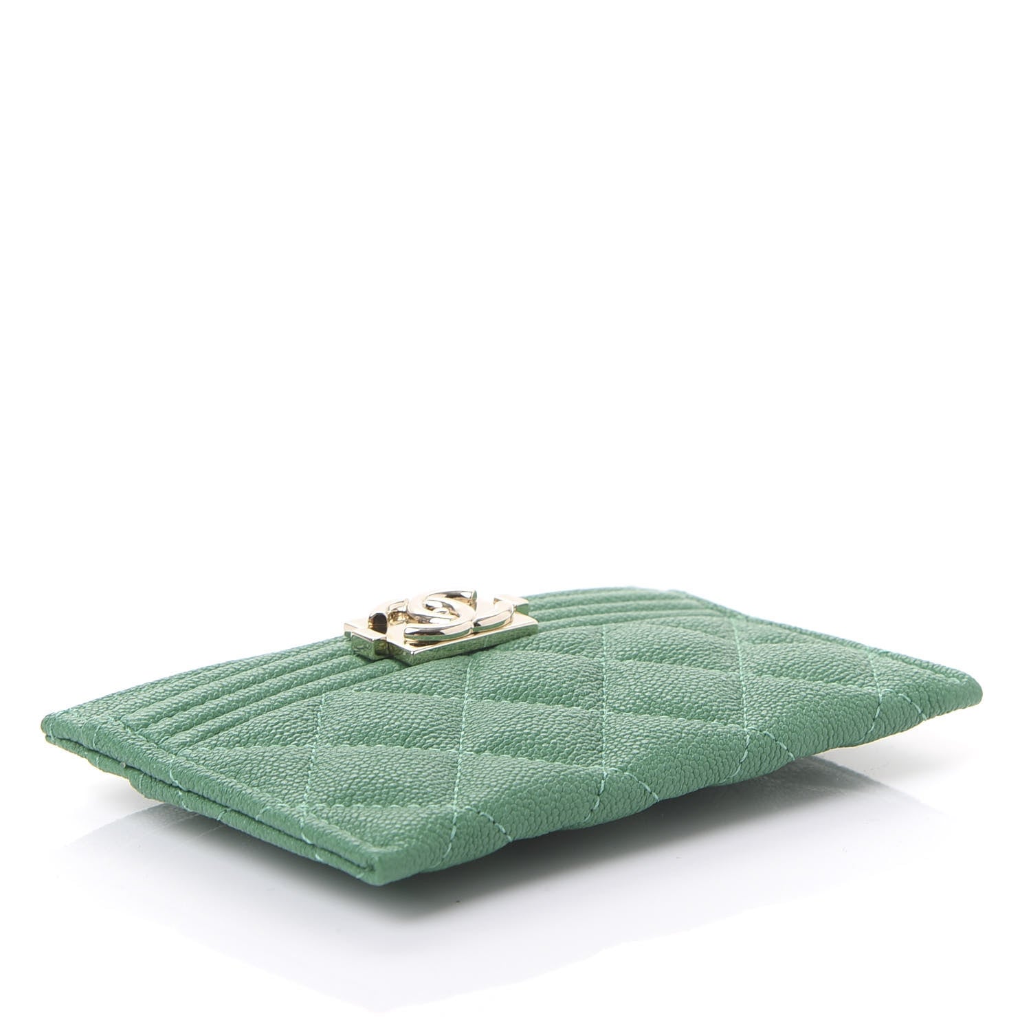 Chanel Caviar Quilted Boy Card Holder Green 3 of 11
