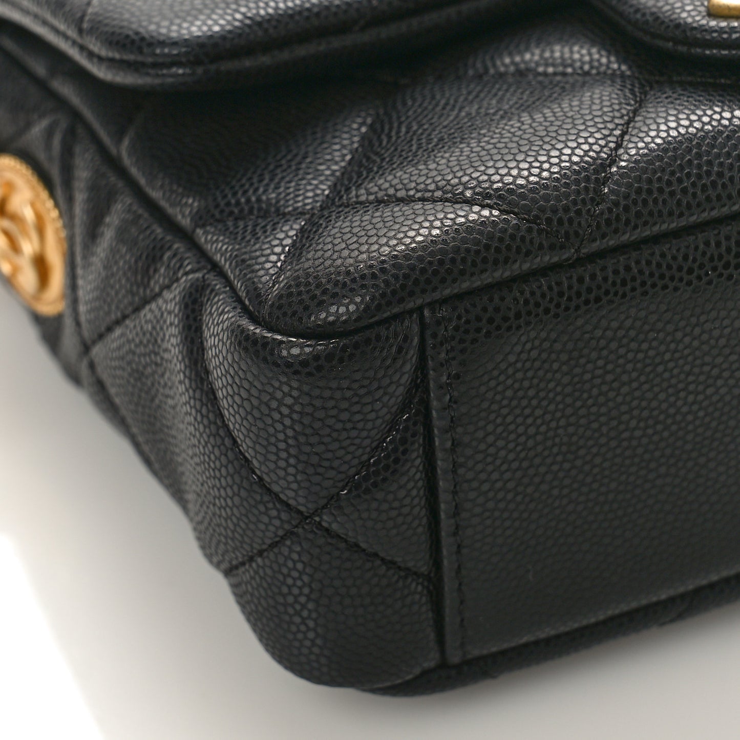 Caviar Quilted Mini Twist Your Buttons Flap Black
